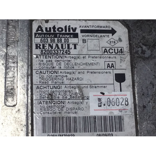 Renault Megane Airbag Beyni 603988800 8200337245