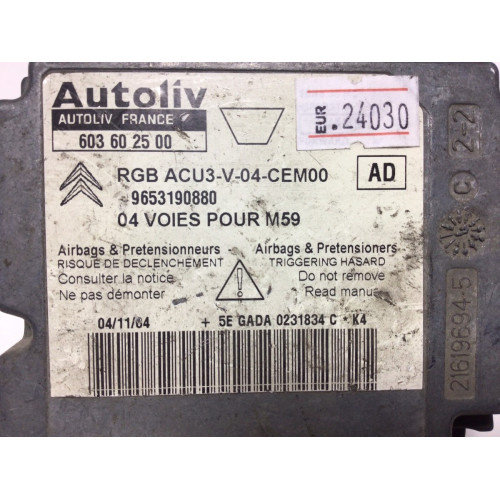 Peugeot Partner Citroen Berlingo Airbag Beyni 603602500 9653190880