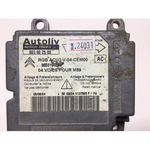 Peugeot Partner Citroen Berlingo Airbag Beyni 603602500 9653190880