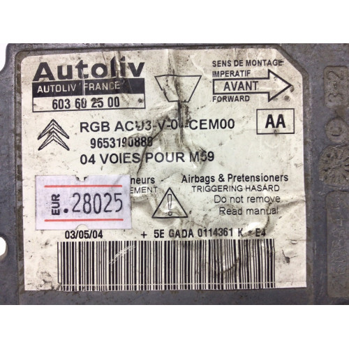 Peugeot Partner Citroen Airbag Beyni 603602500 9653190880