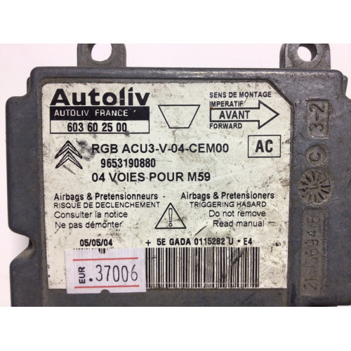 Peugeot Partner Citroen Airbag Beyni 603602500 9653190880