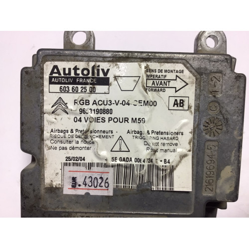 Citroen Berlingo Airbag Beyni 603602500 9653190880