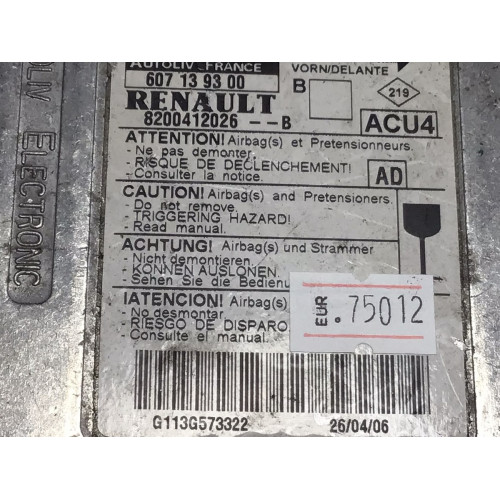 Renault Laguna Megane Airbag Beyni 8200412026B 607139300
