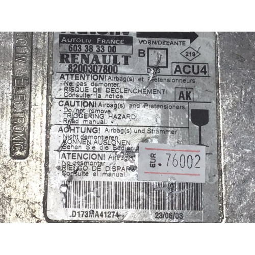 Renault Megane Airbag Beyni 8200307800 603383300