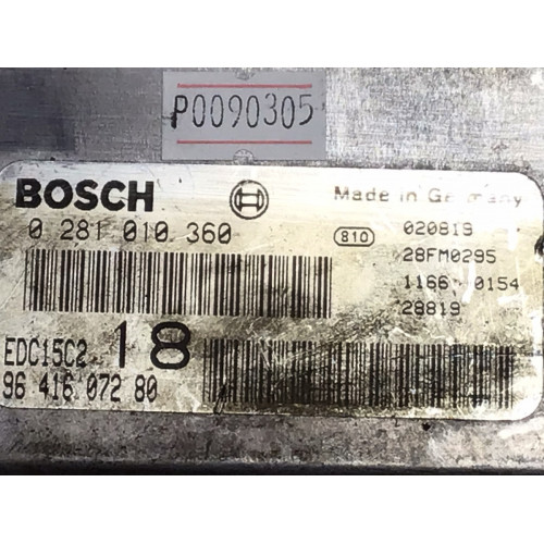 Peugeot Partner 2.0 HDI Motor Beyni 0281010360 EDC15C2 9641607280
