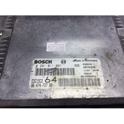 Peugeot 307 2.0 HDI Motor Beyni EDC15C2 64 0281011081 9647472780