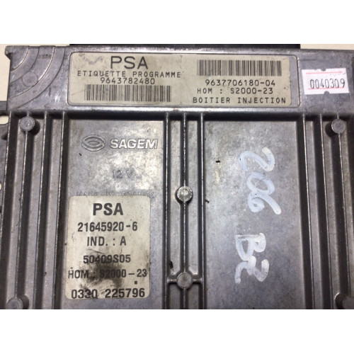Peugeot 206 1.4 Motor Beyni 9643782480 9637706180-04 21645920-6