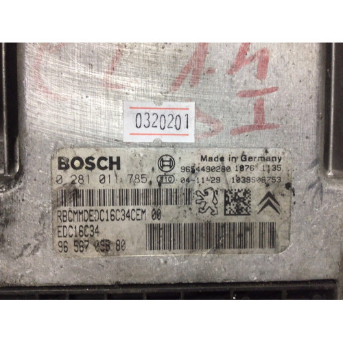 Peugeot Citroen C3 1.4 HDI Motor Beyni 0281011785 EDC16C34 9656709680