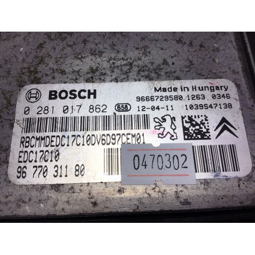 Citroen C4 1.6 Motor Beyni 0281017862 9677031180 EDC17C10