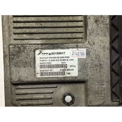 Fiat Punto 1.3 Motor Beyni MJD6JF.P3 55195817 6A0SYV62H