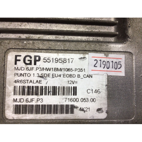 Fiat Punto 1.3 Motor Beyni MJD6JF.P3 55195817