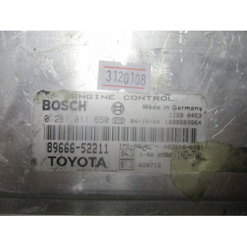 Toyota Yaris Verso 1.4 Motor Beyni 0281011650 89666-52211