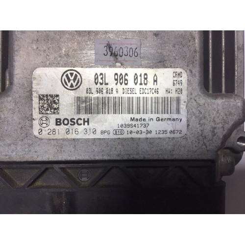Seat Ibiza 2.0 TDI Motor Beyni 0281016310 03L906018A EDC17C46