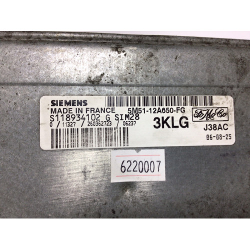 Ford Focus 1.6 Motor Beyni 5M51-12A650-FG S118934102G SIM28