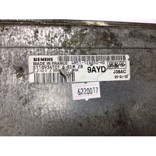 Ford Focus 1.6 Motor Beyni 4M51-12A650-HD S118934101D SIM28 9AYD