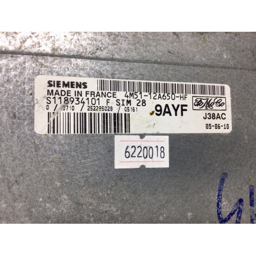 Ford Focus 1.6 Motor Beyni SIM28 S118934101F 4M51-12A650-HF 9AYF