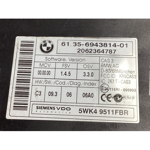 BMW E60 E87 E90 Kontrol Modülü 61.35-6943814 5WK49511FBR