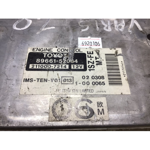 Toyota Yaris 1.0 Motor Beyni 89661-52064 211000-7214